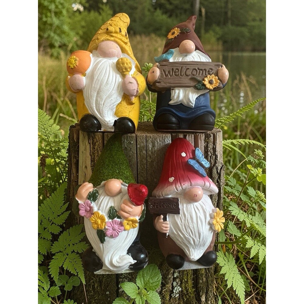 Gnome Swedish Garden Man Tall Decorate Ceramic Sunflower